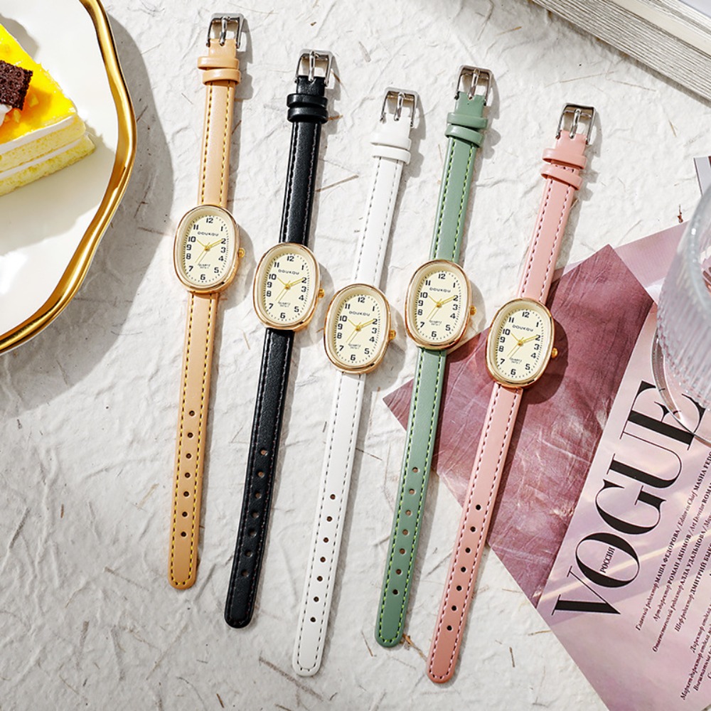 Ladies Luxury Watch - 高級オーバルダイヤル女性腕時計ファッションレディースギフトドレスクォーツ時計カラフルなレザーストラップ学生腕時計ドロップシッピング