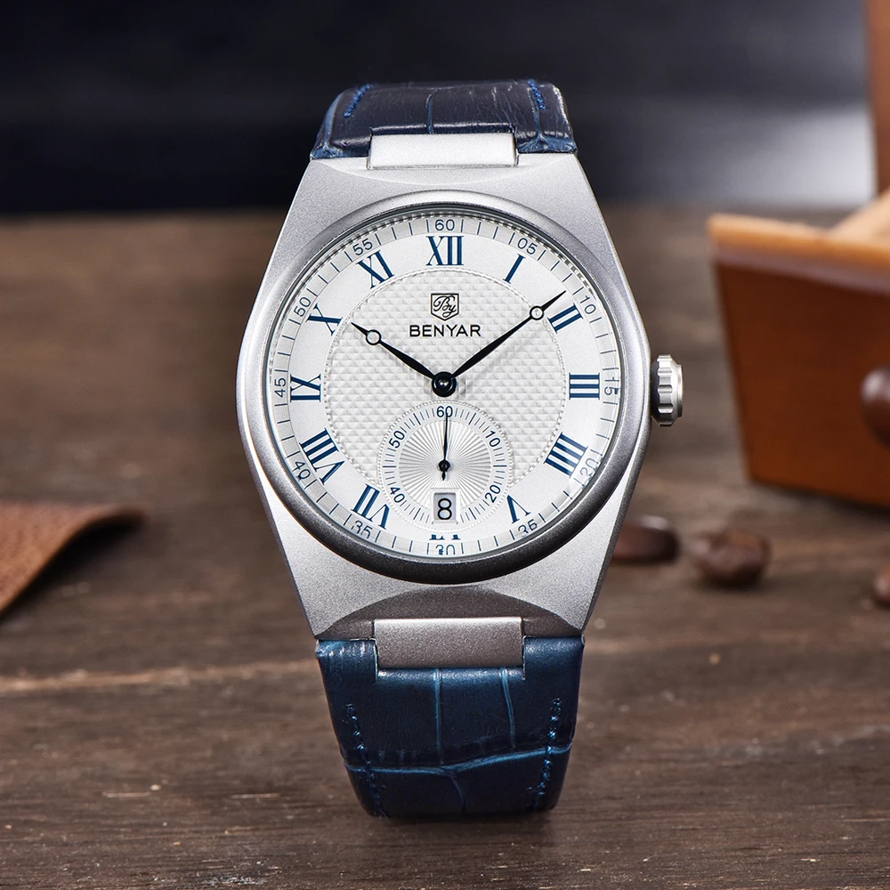 Luxury Watch Store - BENYAR ビジネスメンズローマ数字クォーツ時計高級防水スポーツレザー腕時計レロジオ Masculino BY5199