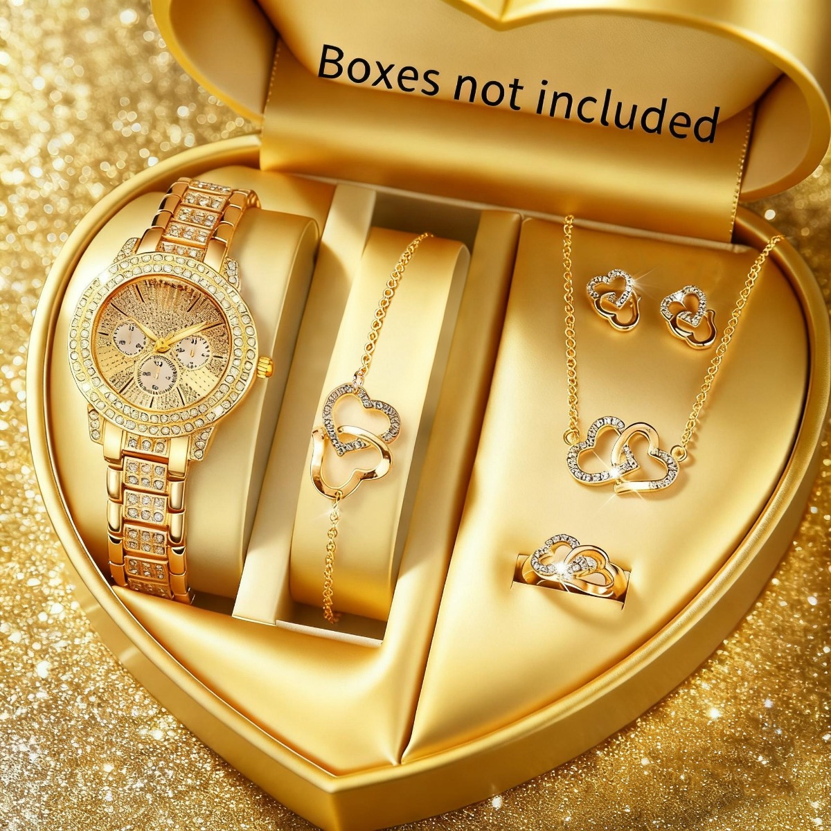 Luxury Watch Kit - 6 個の高級ラインストーン女性用腕時計ジュエリーセットレディースファッション合金ストラップクォーツ腕時計リロイムヘールガールズクロック (箱なし)