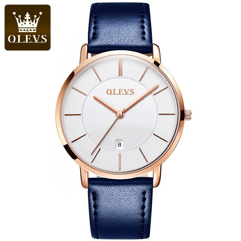 Luxury Quartz Watch Brands - Olevs-女性用超薄型腕時計,防水クォーツ時計,革ストラップ,トップブランド,高級ファッション