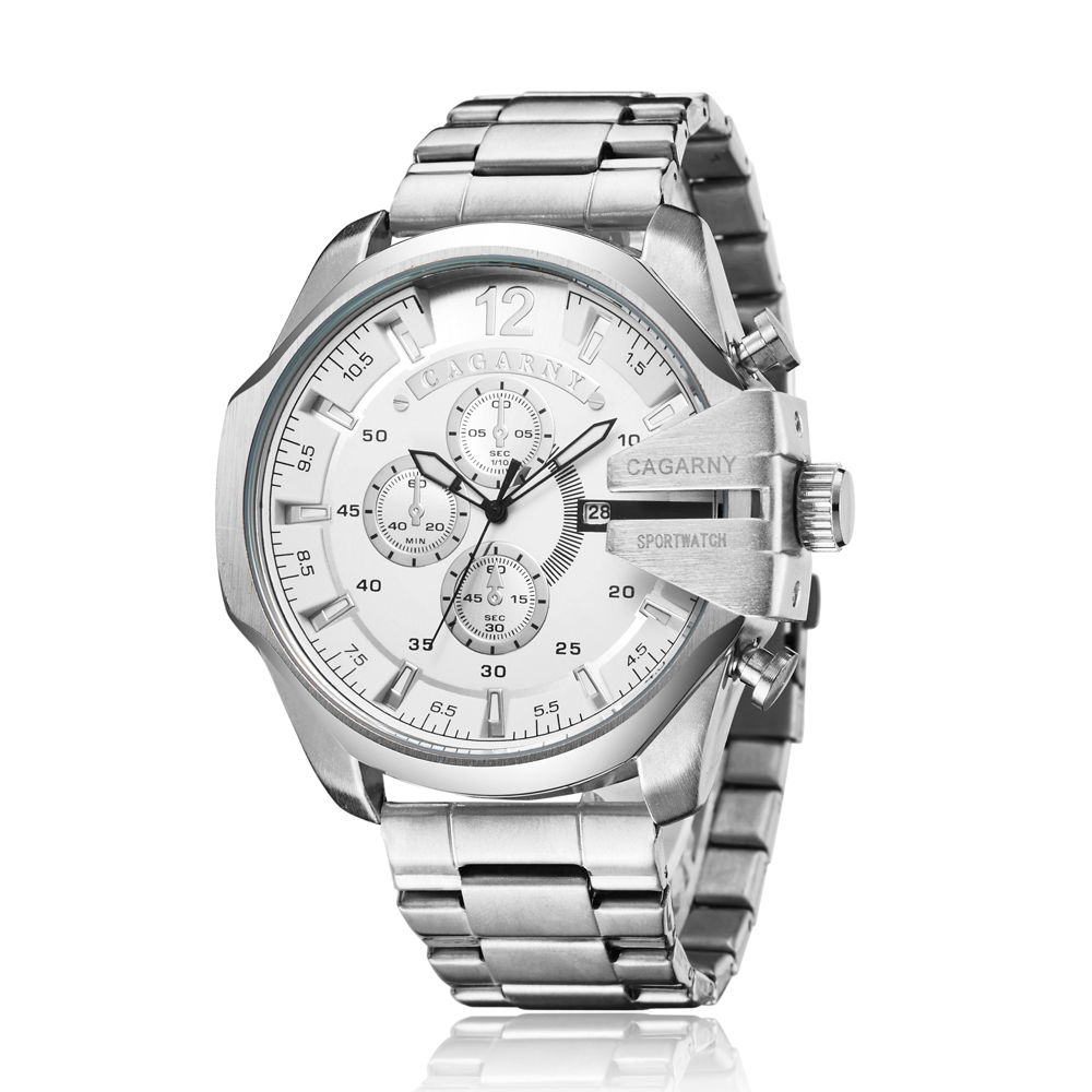 Luxury Watch Investment - Cagarny 高級ブランド防水軍事スポーツは男性シルバースチールクォーツアナログ腕時計男性時計 Relogios Masculinos