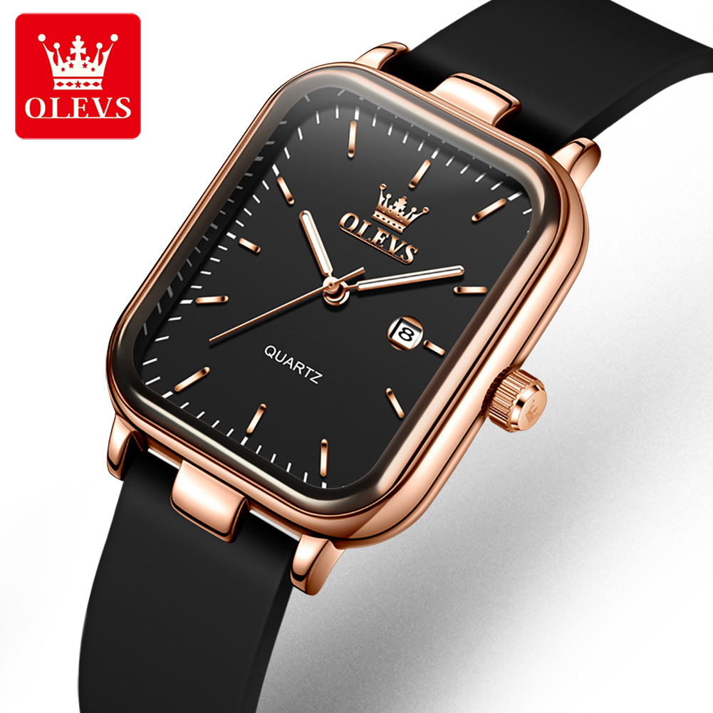 Luxury Watch Cheap - OLEVS 高級腕時計女性用長方形ダイヤル防水カレンダー高品質レディース腕時計クォーツレディース腕時計エレガント