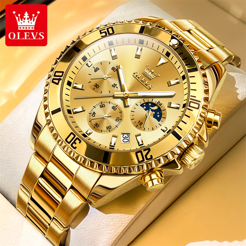 Luxury Watch Investment - Olevs-高級メンズウォッチ,ミリタリー腕時計,ゴールド,クォーツ,耐水性,発光,ステンレススチール,男性