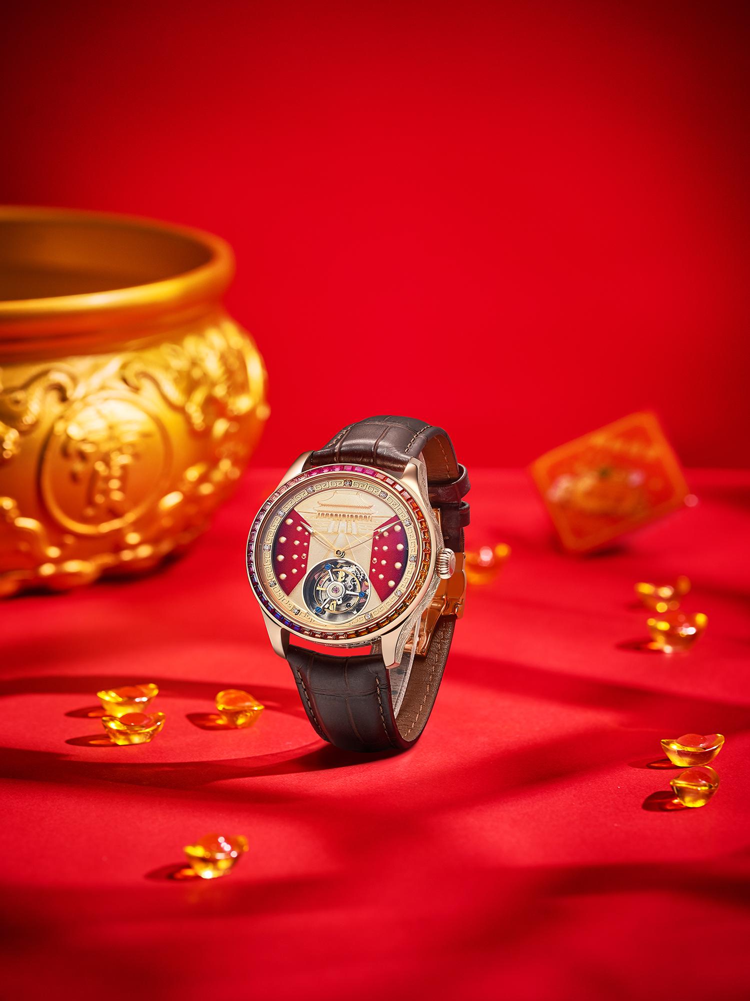 Tourbillon Movement Watch - 自動機械式ムーブメントを搭載したメンズウォッチ、人工合成サファイア製時計鏡、ライトトゥールビヨン機械式時計