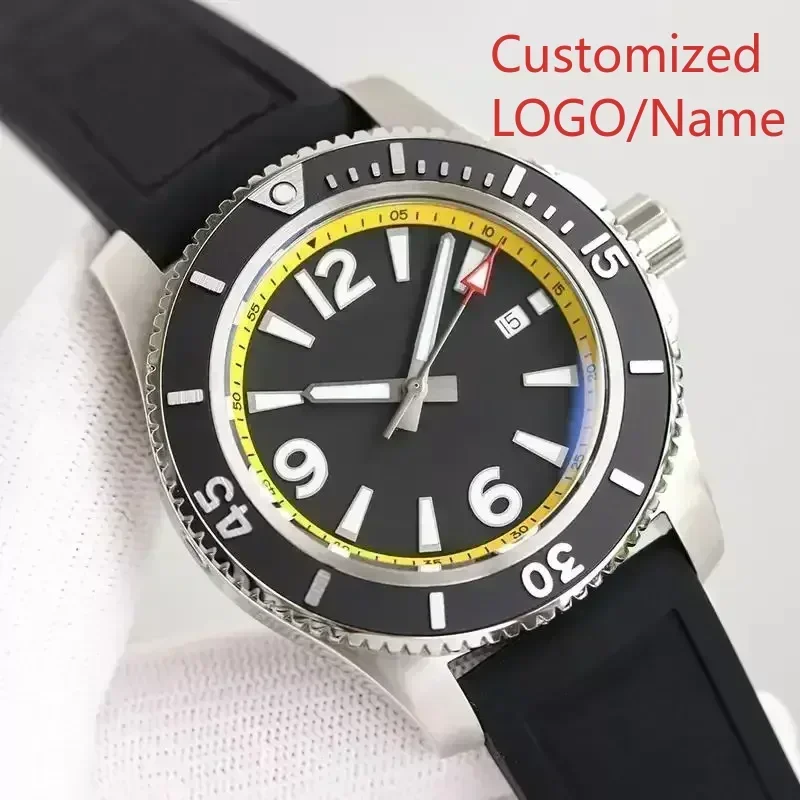 Luxury Watch Safe - A11 ストアカスタマイズされた腕時計メンズ腕時計ブラックブルー発光ステンレス鋼回転ベゼル自動機械式ラバー