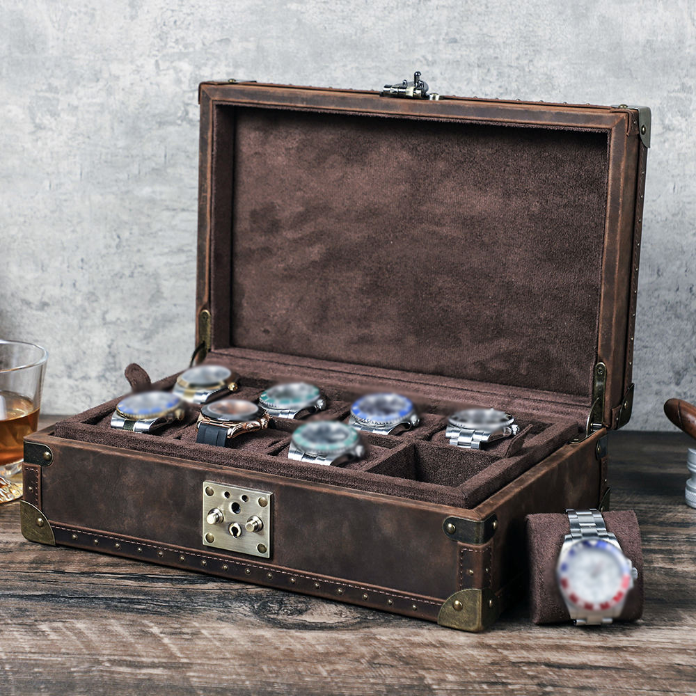 Luxury Watch Case - CONTACT'S FAMILY 8 レザーカスタムウォッチケース ヴィンテージ 8グリッド