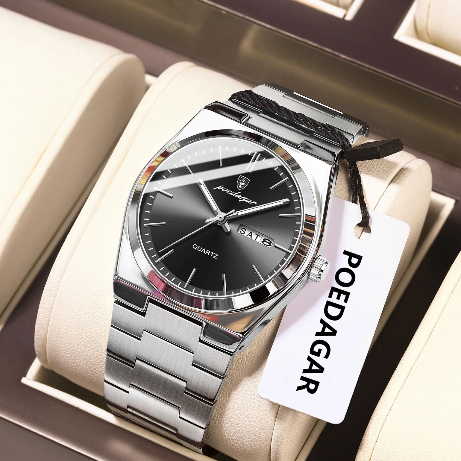 Luxury Watch Cartier - POEDAGAR 高級メンズクォーツ腕時計 防水 夜光 日付 曜日表示