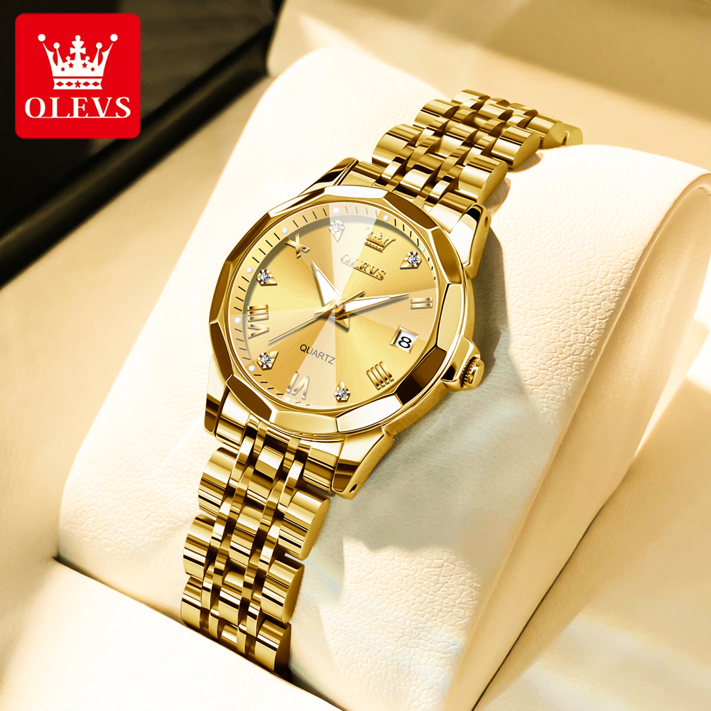 Luxury Watch Cheap - OLEVS ファッションゴールデン腕時計女性のためのステンレス鋼防水女性の腕時計エレガントなオリジナルの高級レディースクォーツ腕時計