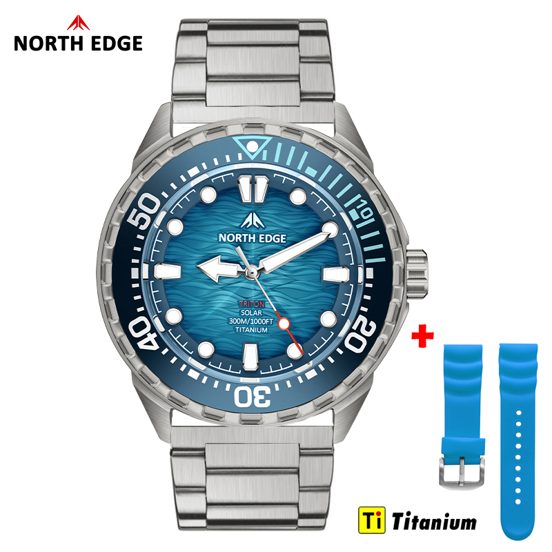 Titanium Sport Watch - ノースエッジ トライトン-TI チタンステンレス ソーラー式ダイビングウォッチ 高級クォーツ腕時計 メンズ