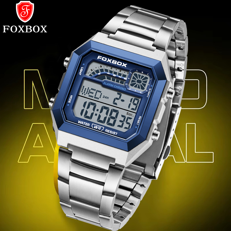Luxury Watch For Men - FOXBOX ファッション高級デジタルメンズ腕時計 カジュアルスポーツ日付防水夜光腕時計 メンズ用ムーブメント電子腕時計 男性用