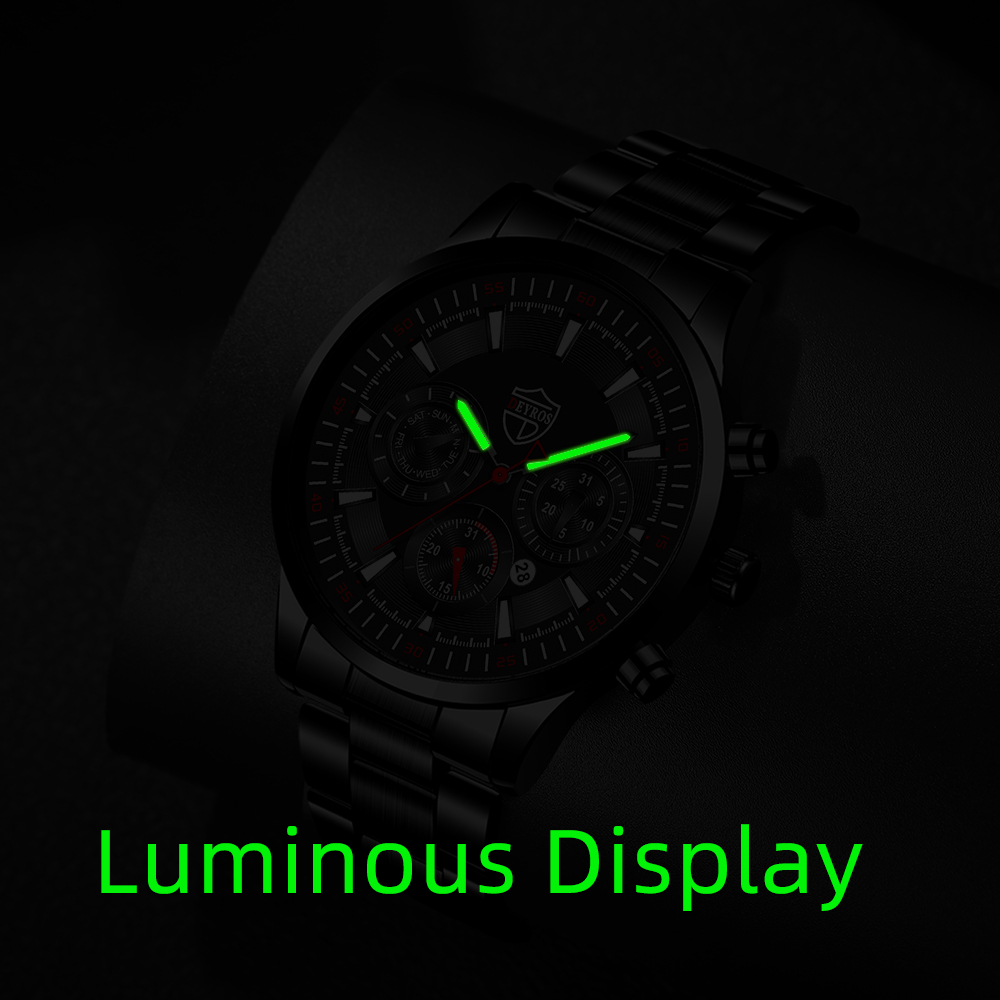 ファッションメンズ腕時計セット高級メンズスポーツブラックステ - Luxury Watch All Black のレビューと価格