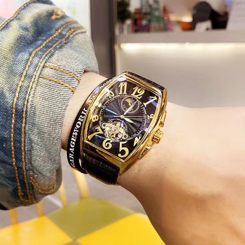 Sewor-メンズメカニカル腕時計,ゴールドトゥールビヨンウ - Tourbillon Movement Watch のレビューと価格