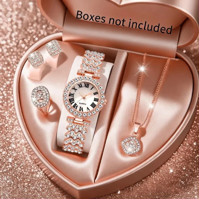 5 個の高級ラインストーンレディースウォッチジュエリーセット - Luxury Watch Kit のレビューと価格