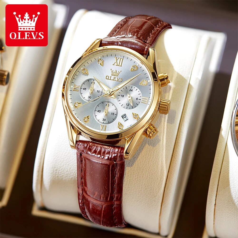 Olevsレディース防水レザーストラップクォーツ時計、発光ク - Luxury Watch Cheap のレビューと価格