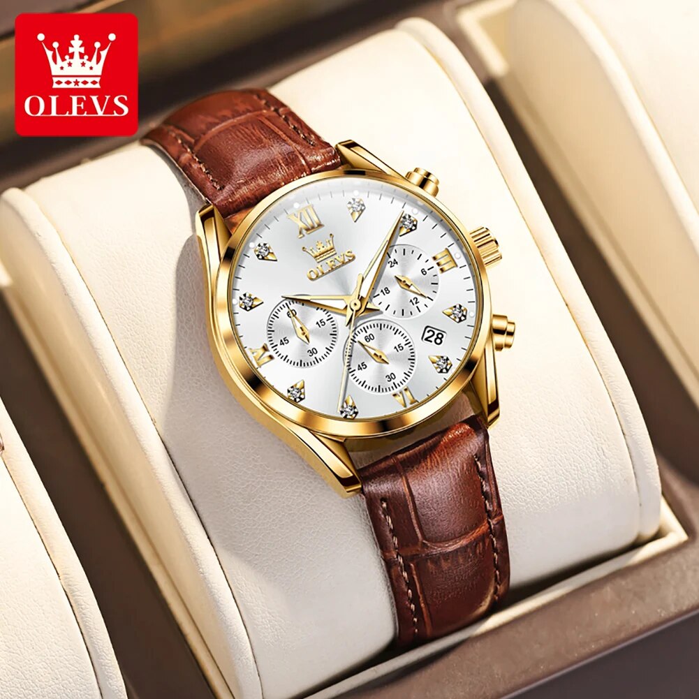 Olevsレディース防水レザーストラップクォーツ時計、発光ク - Luxury Watch Cheap のレビューと価格