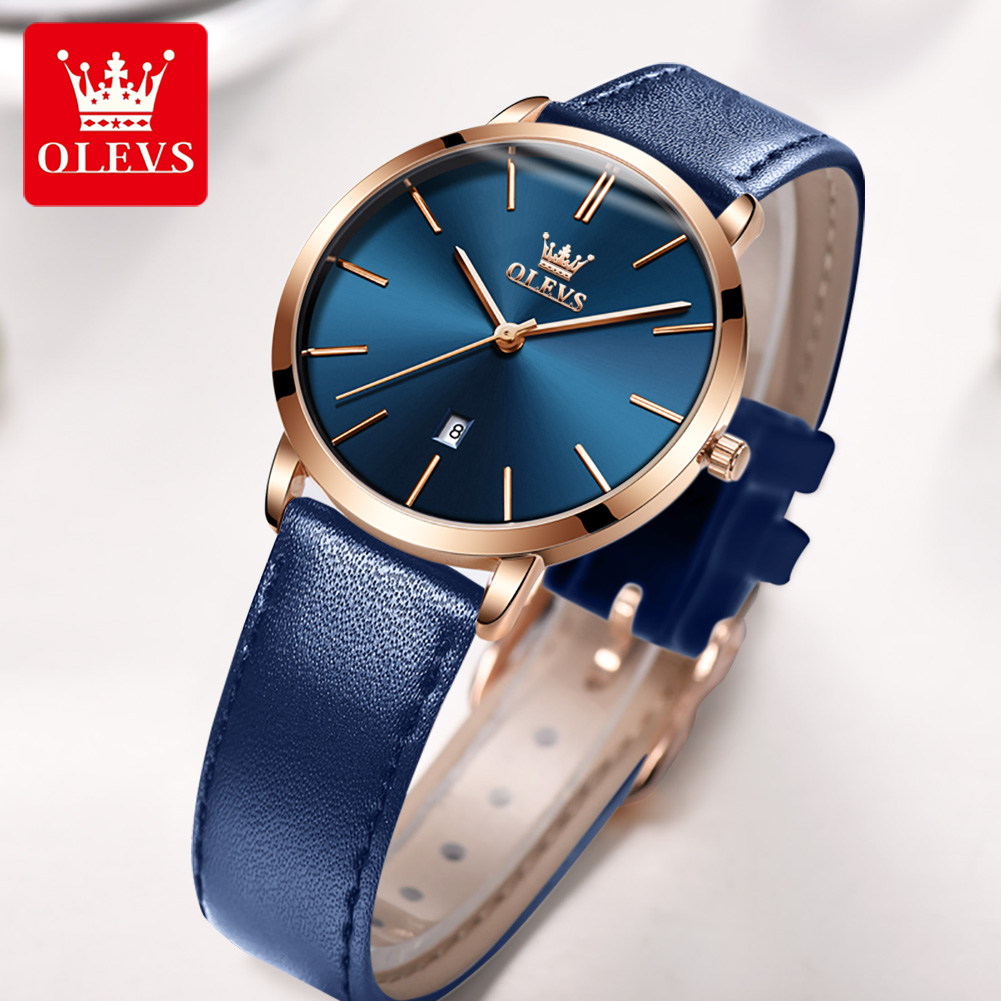 Olevs-女性用超薄型腕時計,防水クォーツ時計,革ストラッ - Luxury Quartz Watch Brands のレビューと価格