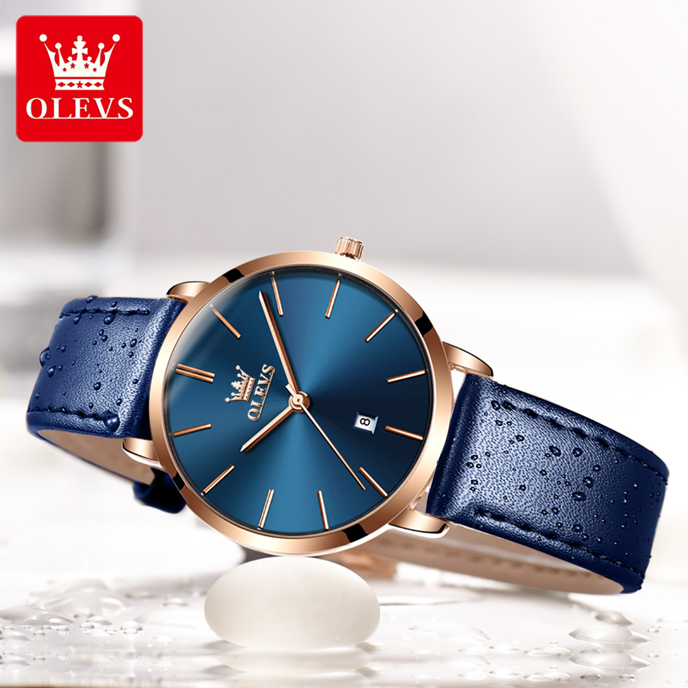 Olevs-女性用超薄型腕時計,防水クォーツ時計,革ストラッ - Luxury Quartz Watch Brands のレビューと価格