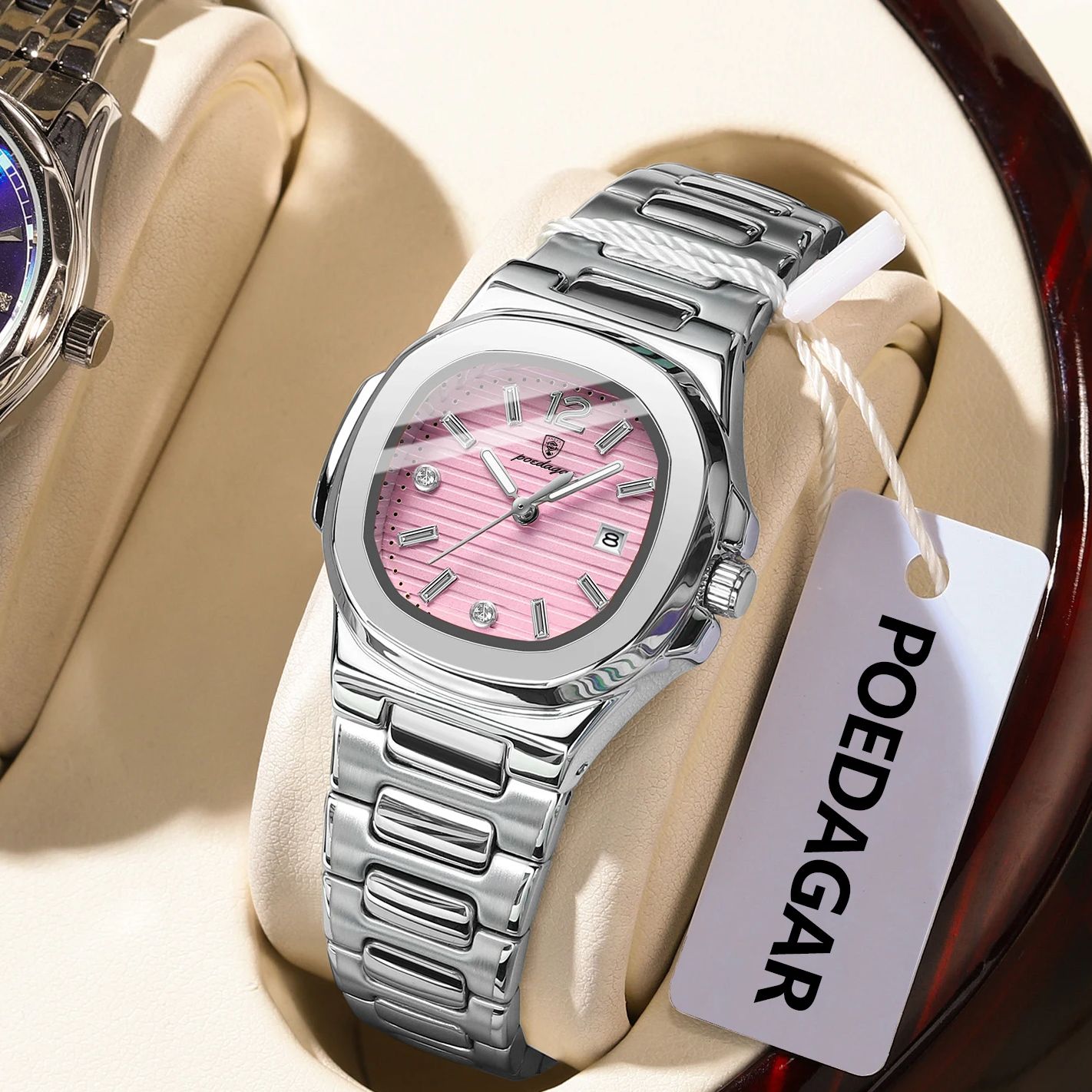POEDAGARスクエアファッション女性腕時計夜光防水日付レ - Ladies Luxury Watch のレビューと価格