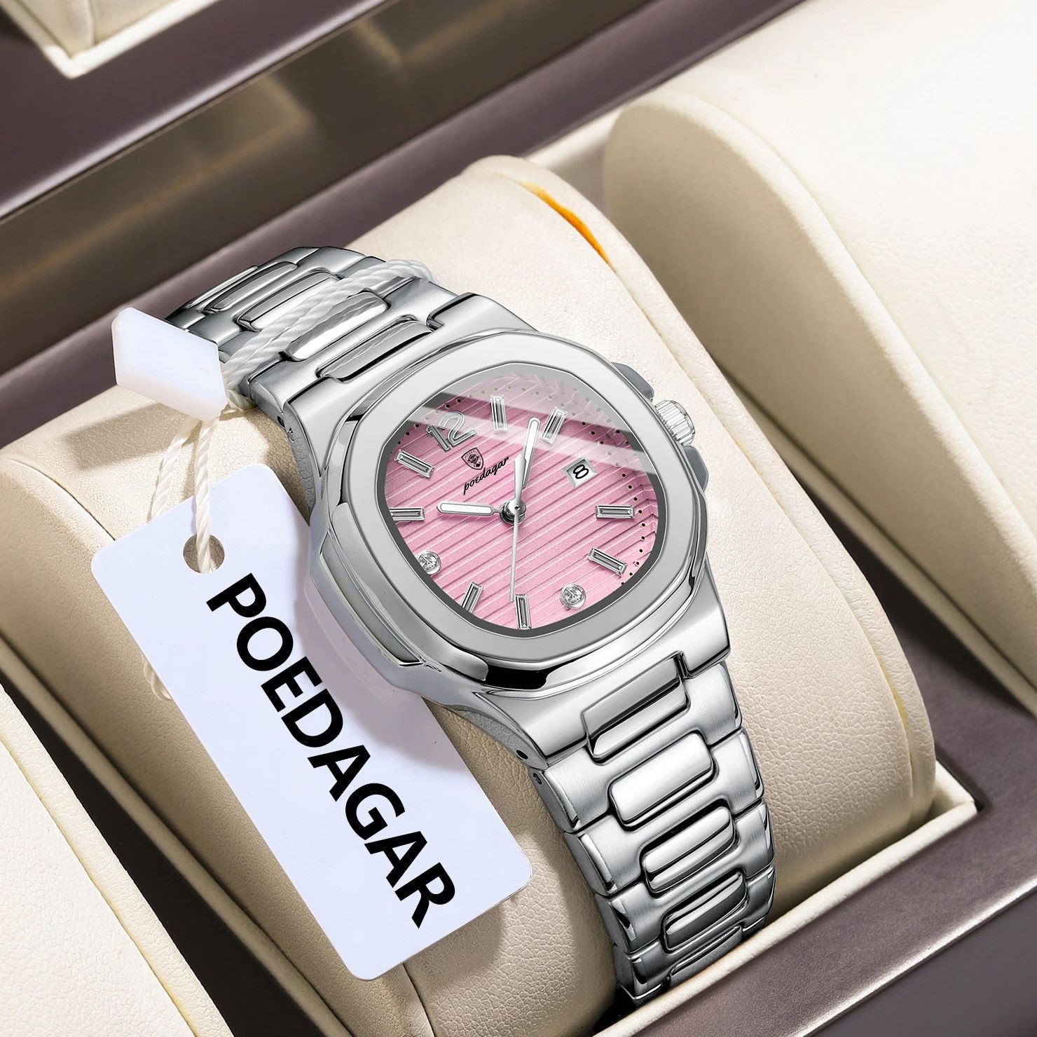 POEDAGARスクエアファッション女性腕時計夜光防水日付レ - Ladies Luxury Watch のレビューと価格