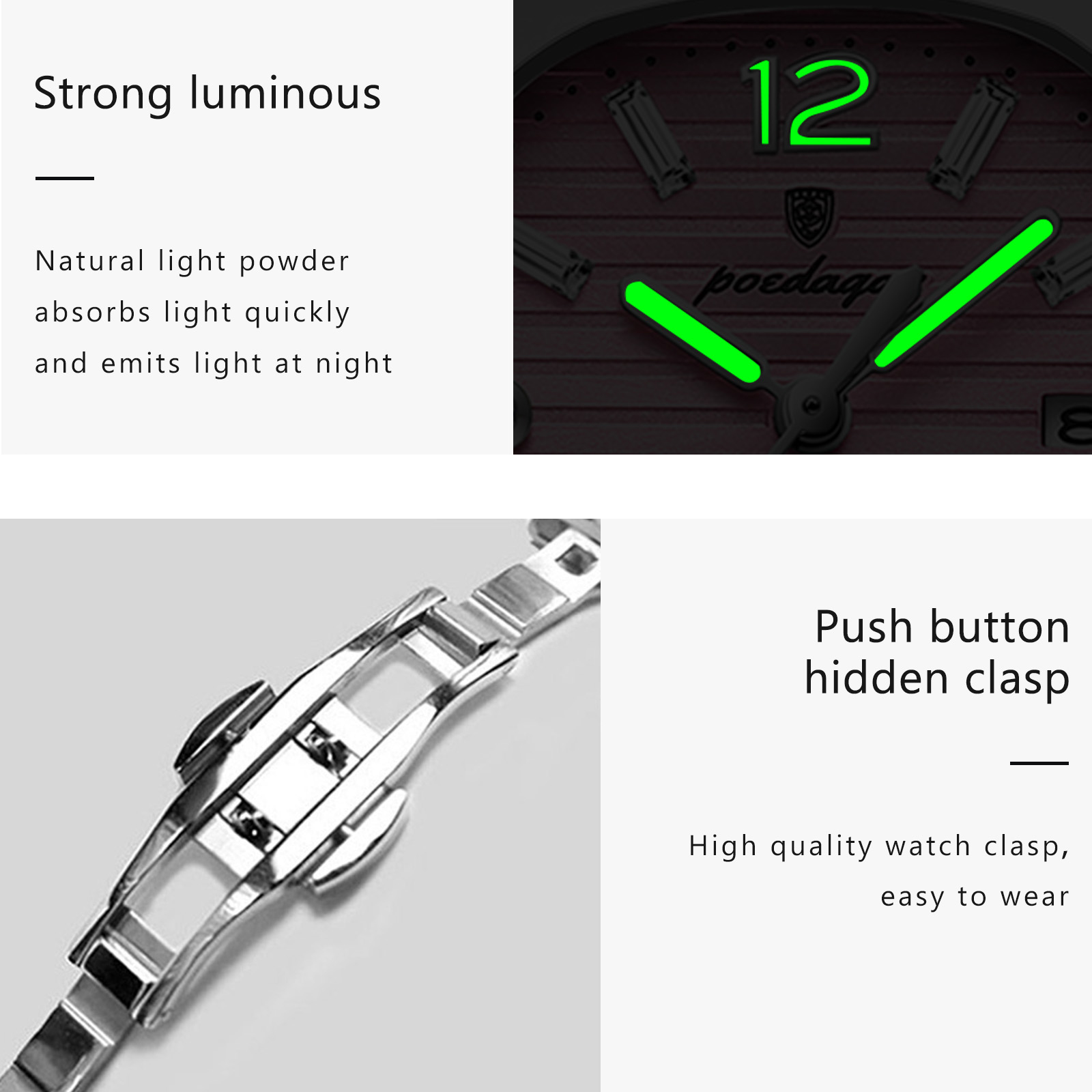 POEDAGARスクエアファッション女性腕時計夜光防水日付レ - Ladies Luxury Watch のレビューと価格