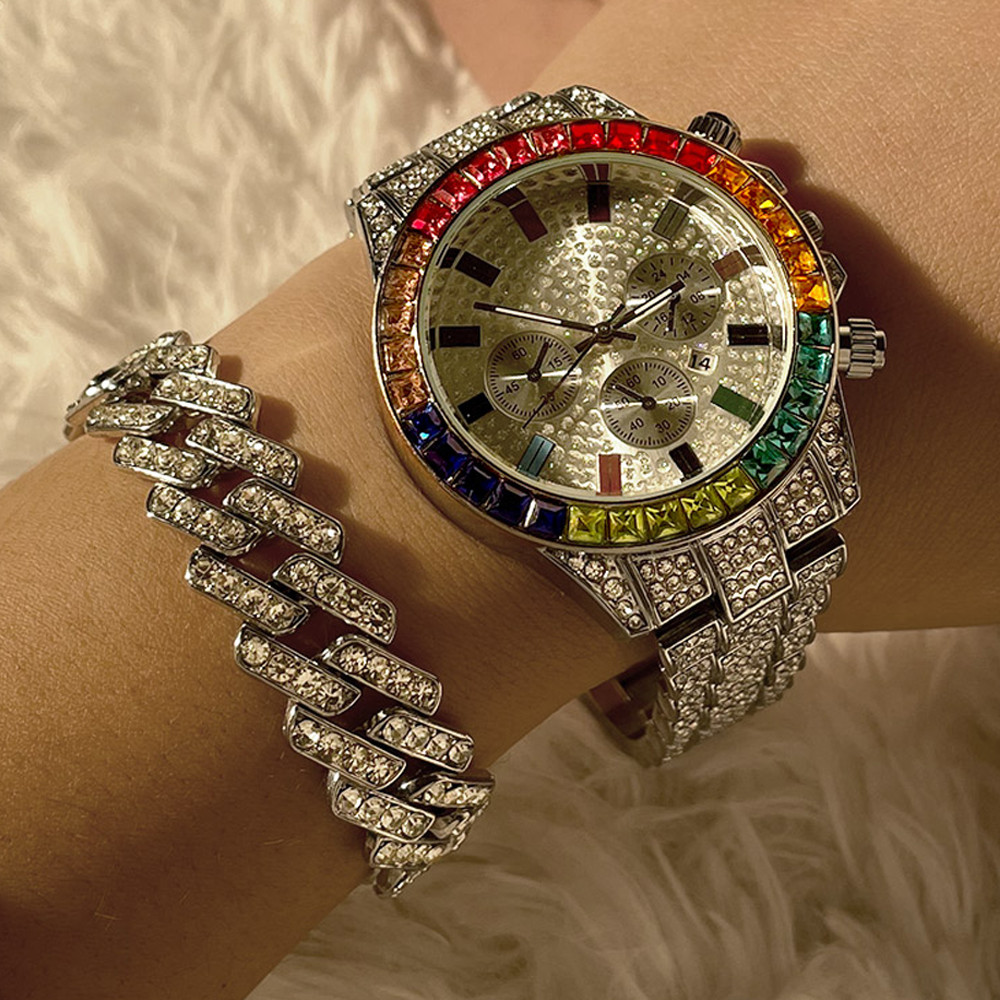 ファッションヒップホップ女性クォーツ時計高級キューバブレスレ - Luxury Watch Kit のレビューと価格