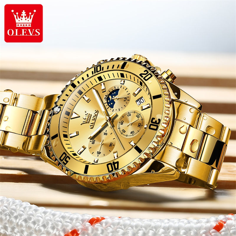 Olevs-高級メンズウォッチ,ミリタリー腕時計,ゴールド, - Luxury Watch Investment のレビューと価格