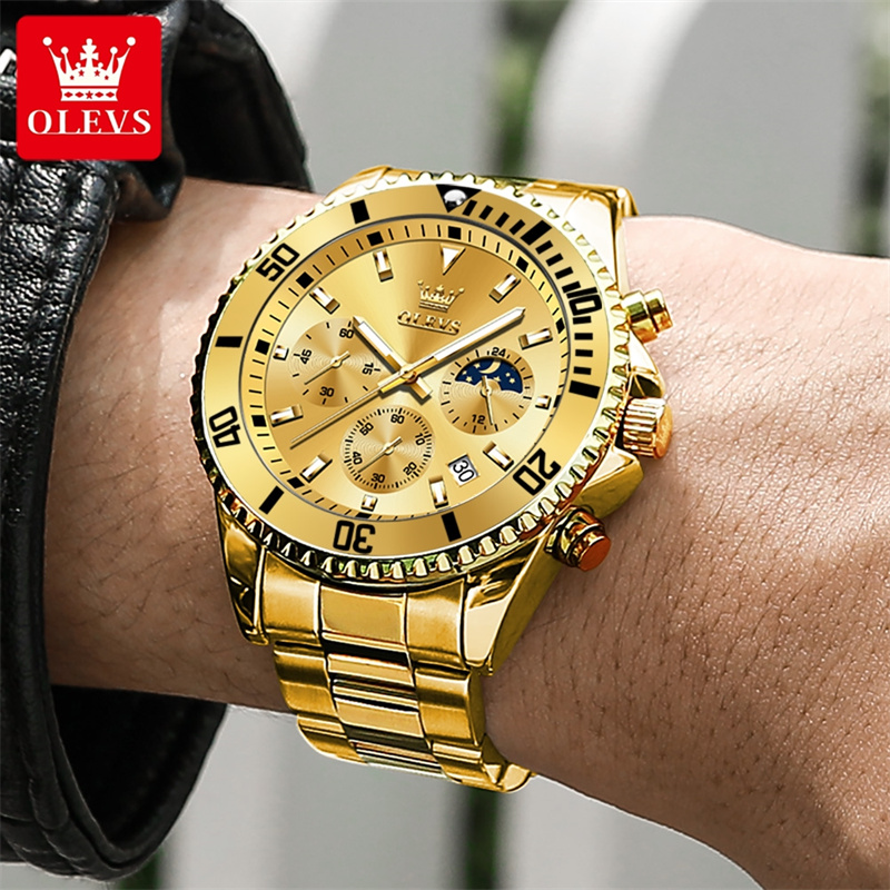 Olevs-高級メンズウォッチ,ミリタリー腕時計,ゴールド, - Luxury Watch Investment のレビューと価格