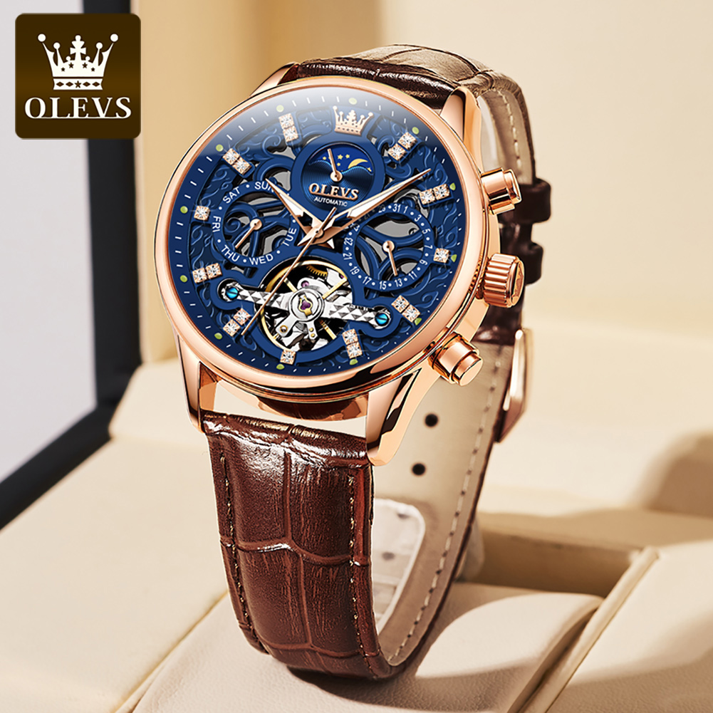 OLEVS 6658 オリジナルブランド自動腕時計男性用中空 - Luxury Watch Winder のレビューと価格