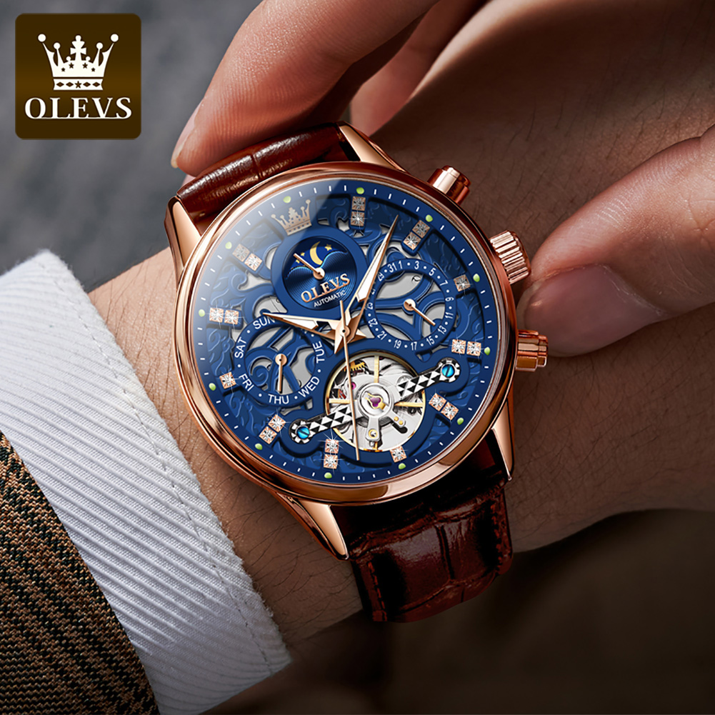 OLEVS 6658 オリジナルブランド自動腕時計男性用中空 - Luxury Watch Winder のレビューと価格
