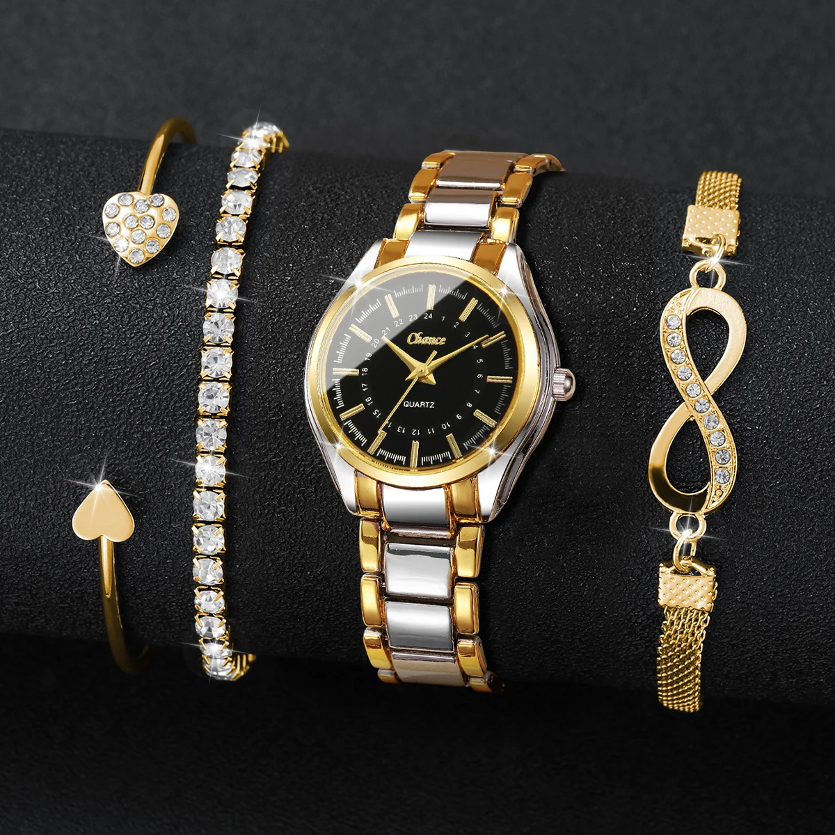 4 個のエレガントな女性用腕時計ブレスレットセットレディース - Luxury Watch Kit のレビューと価格