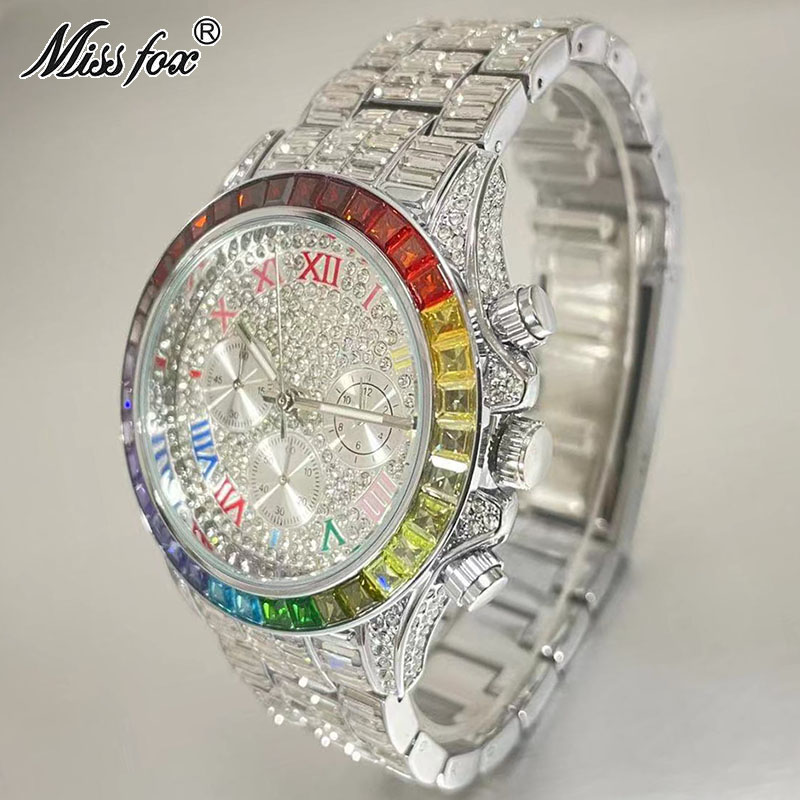 Missfox-男性用の高級クォーツ時計,長方形のレインボー - Luxury Watch Investment のレビューと価格