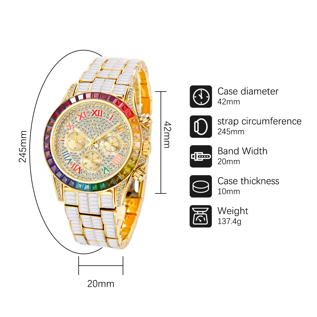 Missfox-男性用の高級クォーツ時計,長方形のレインボー - Luxury Watch Investment のレビューと価格