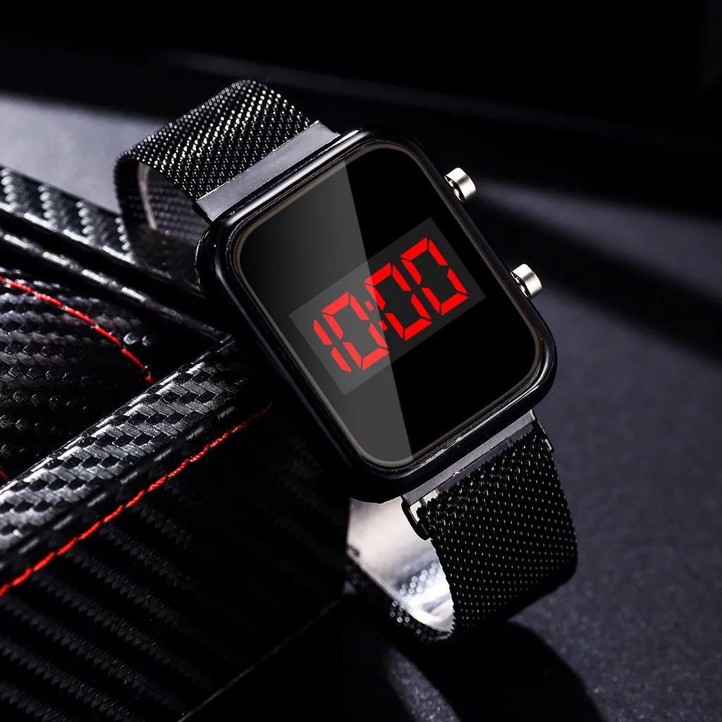 ファッション磁気バックル長方形 LED デジタル腕時計男性女 - Luxury Watch Winder のレビューと価格