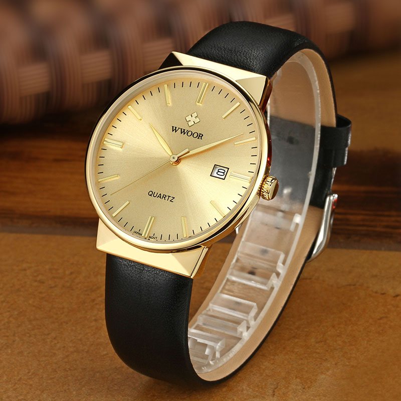 WWOOR メンズ腕時計トップブランドの高級防水本革腕時計メ - Luxury Watch All Black のレビューと価格