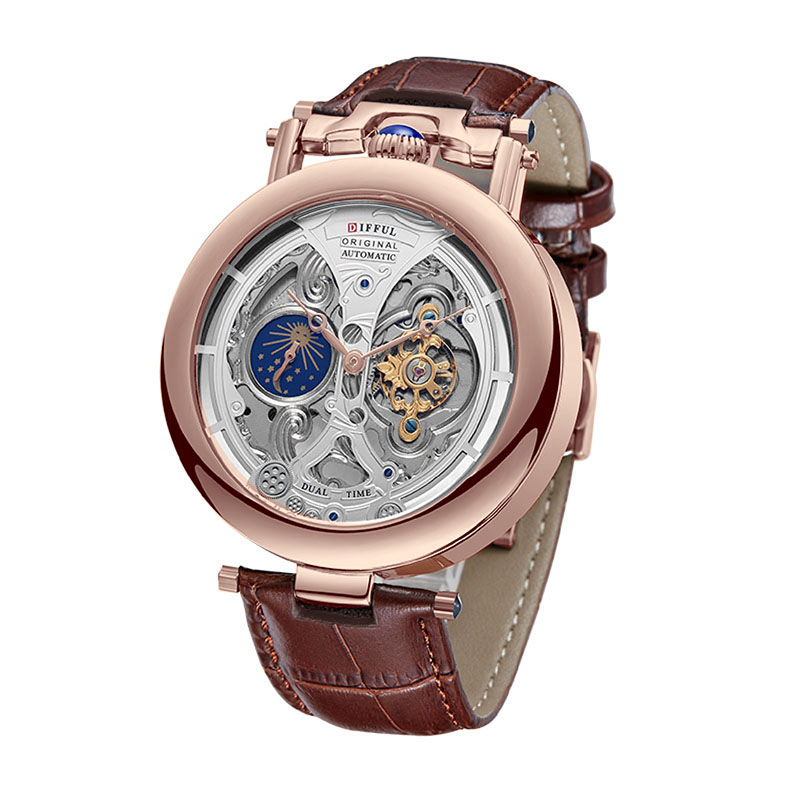 高級大型スケルトン文字盤ムーンフェイズトゥールビヨン中空機械 - Tourbillon Movement Watch のレビューと価格