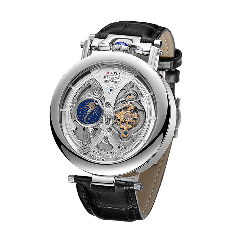 高級大型スケルトン文字盤ムーンフェイズトゥールビヨン中空機械 - Tourbillon Movement Watch のレビューと価格