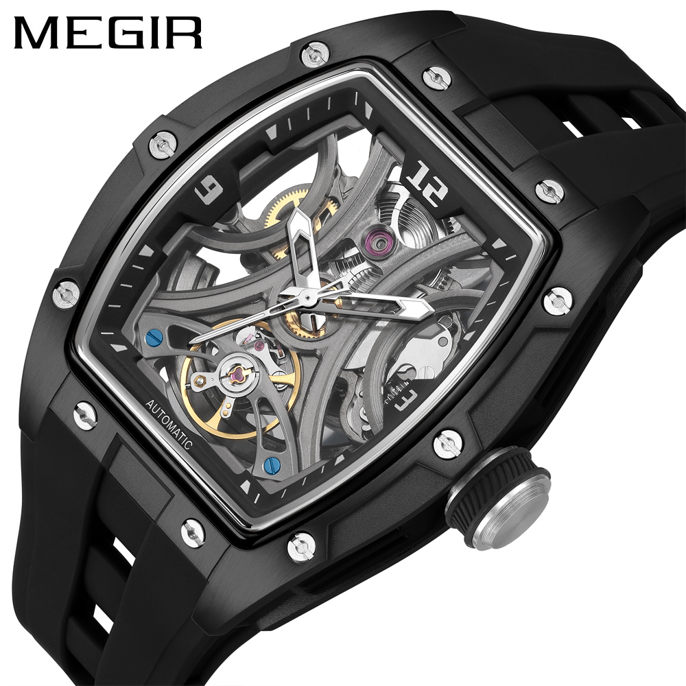 MEGIR 2245 トノースケルトン自動巻き腕時計 メンズ - Tourbillon Movement Watch のレビューと価格