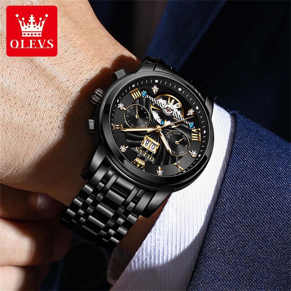 OLEVS クラシックメンズ腕時計トゥールビヨン多機能全自動 - Tourbillon Movement Watch のレビューと価格