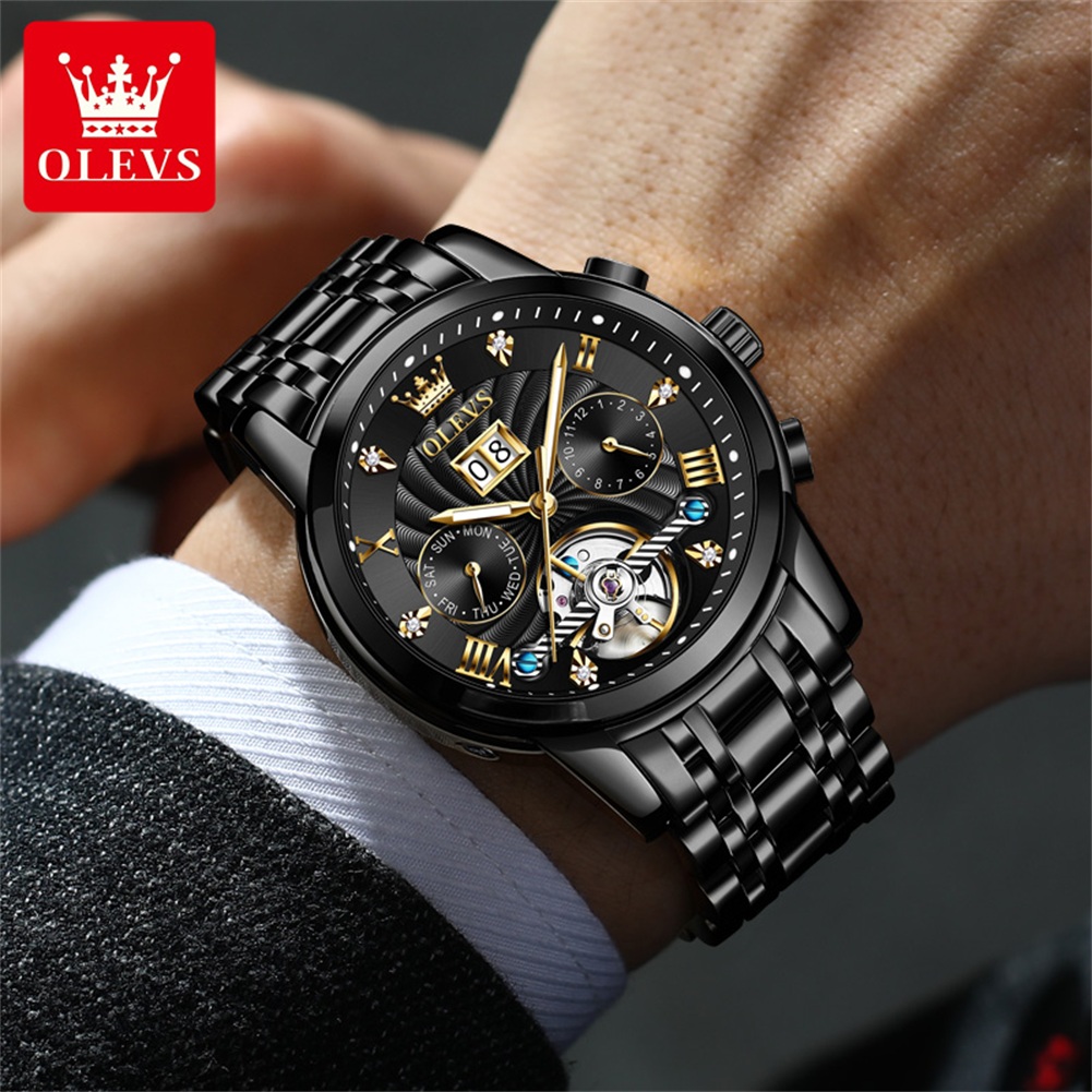 OLEVS クラシックメンズ腕時計トゥールビヨン多機能全自動 - Tourbillon Movement Watch のレビューと価格