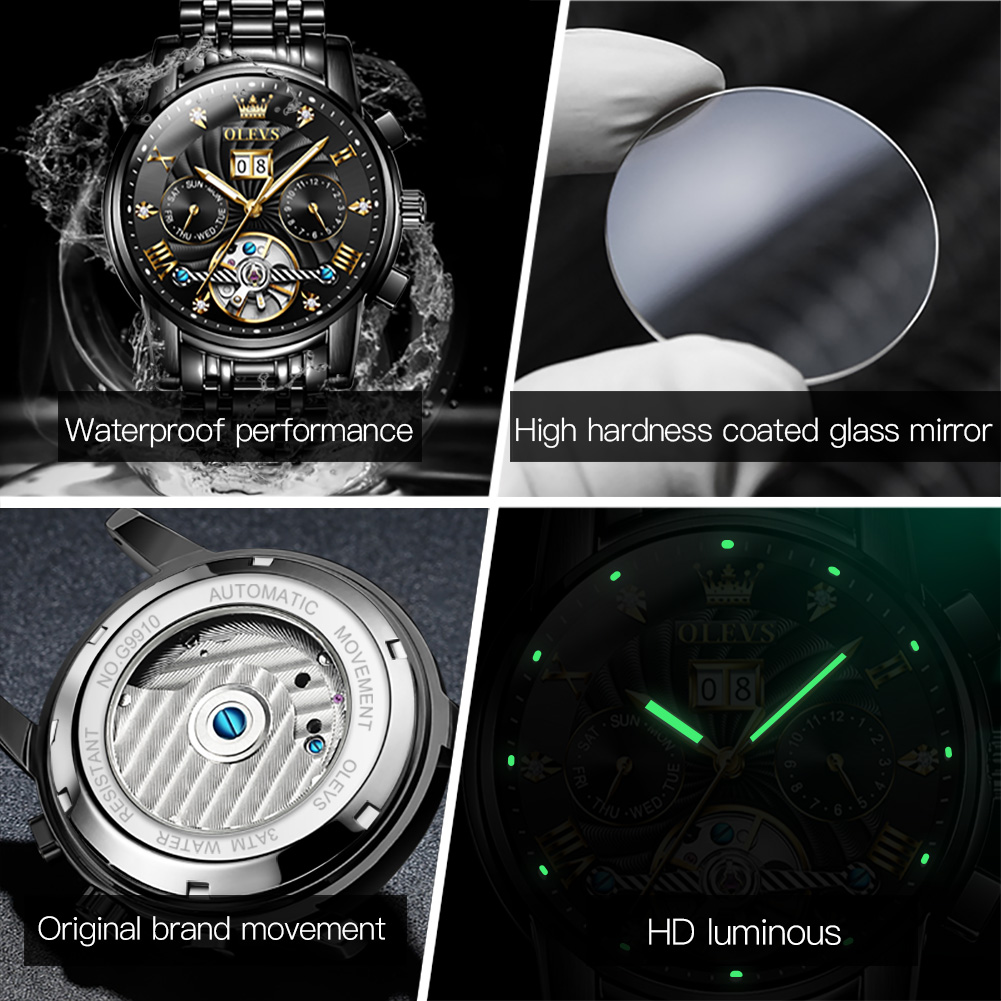 OLEVS クラシックメンズ腕時計トゥールビヨン多機能全自動 - Tourbillon Movement Watch のレビューと価格