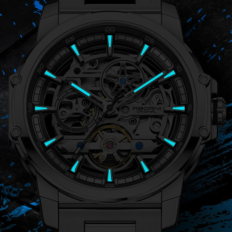 ABORNI 9039 ユニークデザイン スケルトン文字盤  - Tourbillon Movement Watch のレビューと価格