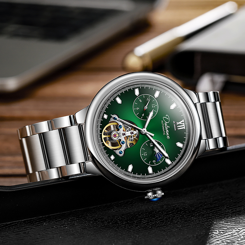 メンズラグジュアリーメカニカルリストウォッチ、3atm防水、 - Tourbillon Movement Watch のレビューと価格