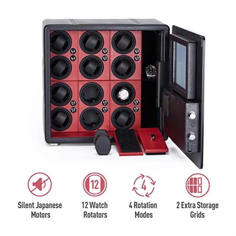 高級12自動巻き上げ機付きジュエリー収納デジタル指紋認証ウォ - Luxury Watch Winder のレビューと価格