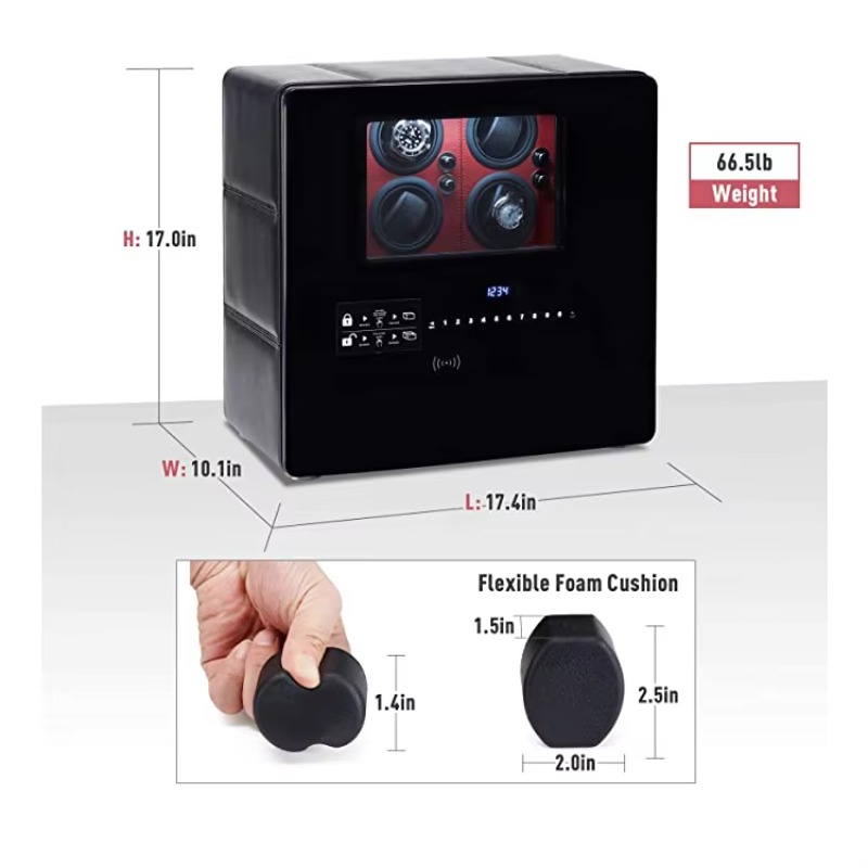 高級12自動巻き上げ機付きジュエリー収納デジタル指紋認証ウォ - Luxury Watch Winder のレビューと価格