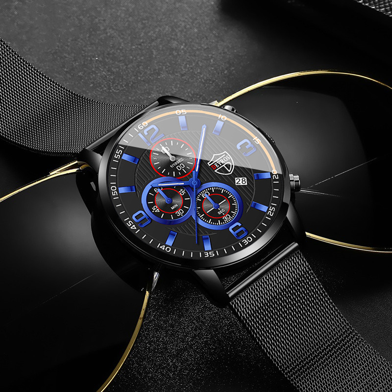 高級メンズクォーツ腕時計、ブラックメタルメッシュバンドウォッ - Luxury Watch All Black のレビューと価格
