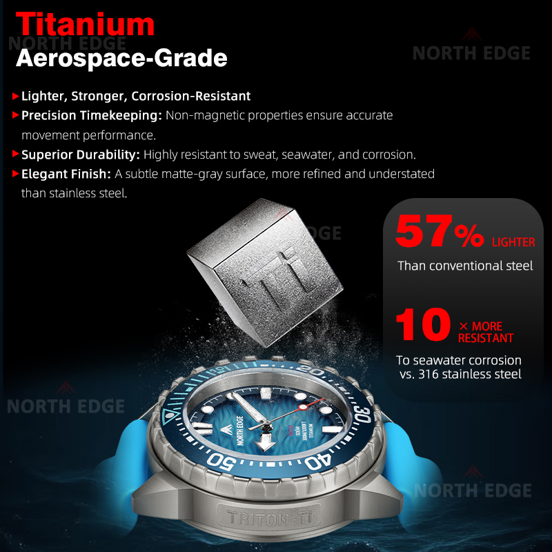 ノースエッジ トライトン-TI チタンステンレス ソーラー式 - Titanium Sport Watch のレビューと価格