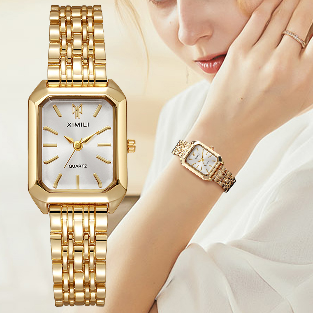 女性と女の子のための長方形のスチールバンドクォーツ時計、女性 - Ladies Luxury Watch のレビューと価格