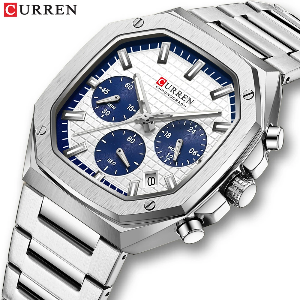 Curren-メンズ腕時計、スポーツ、クォーツ、フルスチール - Luxury Watch Cartier のレビューと価格