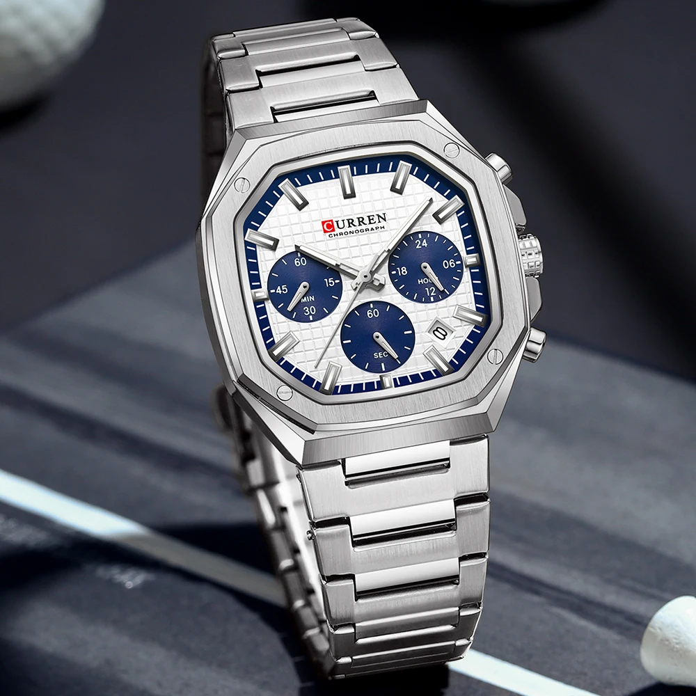 Curren-メンズ腕時計、スポーツ、クォーツ、フルスチール - Luxury Watch Cartier のレビューと価格