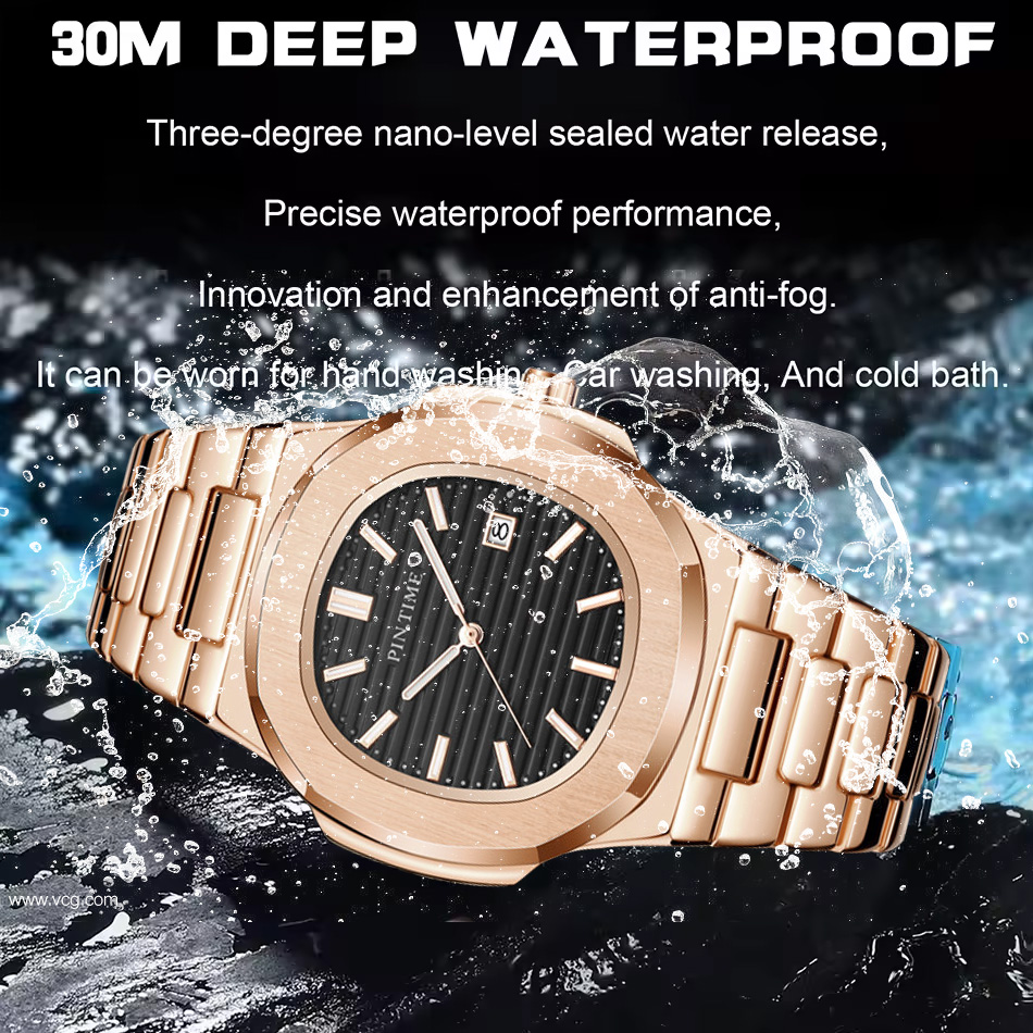 高級メンズ腕時計ビジネス防水発光合金多角形ケースビジネスクォ - Luxury Watch All Black のレビューと価格